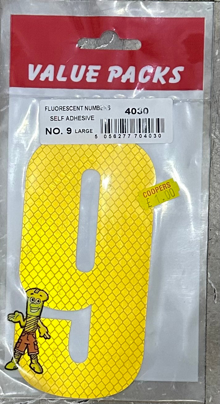 No.9 Large Fluorescent Number Self Adhesive