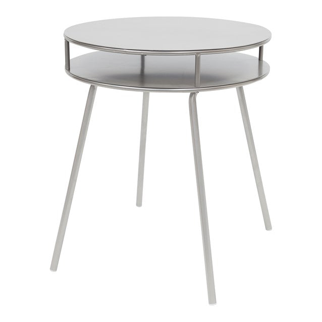 2 Tier Round Metal Side Table, Satin