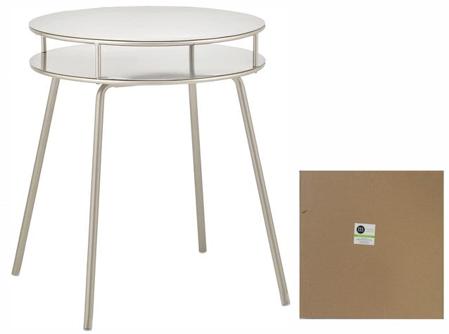 2 Tier Round Metal Side Table, Satin