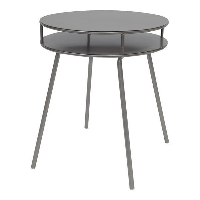 2 Tier Round Metal Side Table, Graphite