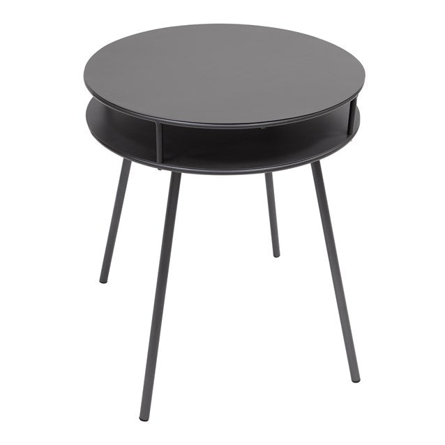 2 Tier Round Metal Side Table, Graphite