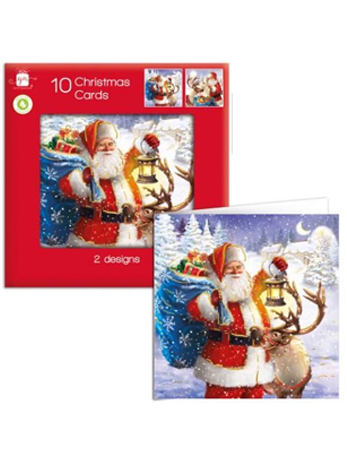 Square Christmas Cards 2 Festive Xmas Designs Giftmaker Pack 10 Standard 14cm