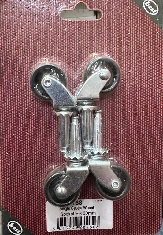 Single Castor Wheel Socket Fix 30mm