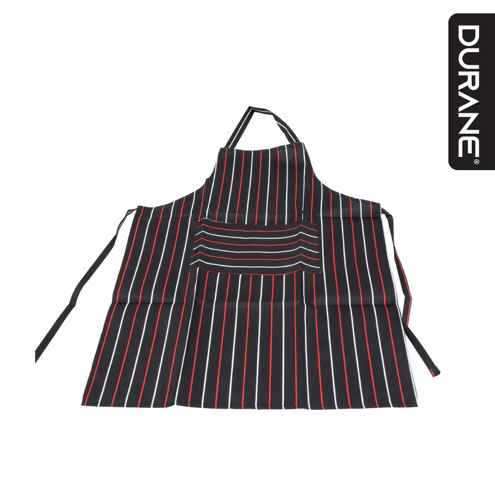Tablier de cuisine rayé noir-rouge-blanc