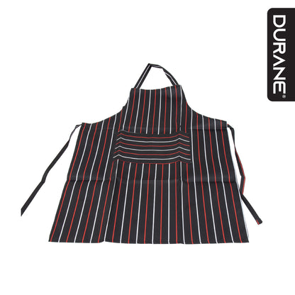 Tablier de cuisine rayé noir-rouge-blanc