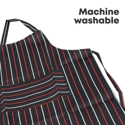 Tablier de cuisine rayé noir-rouge-blanc