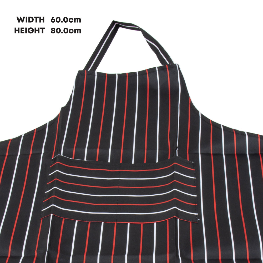 Tablier de cuisine rayé noir-rouge-blanc