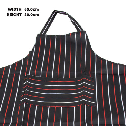 Tablier de cuisine rayé noir-rouge-blanc