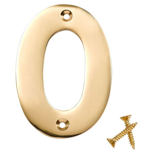 75mm Numerals, Lacquered Solid Brass No. 0  (3")