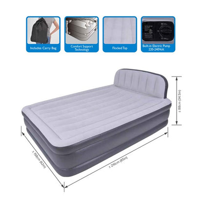 Benross Queen Sized Deluxe Inflatable Airbed with Headboard and Built in Electric Pump/Self Inflating