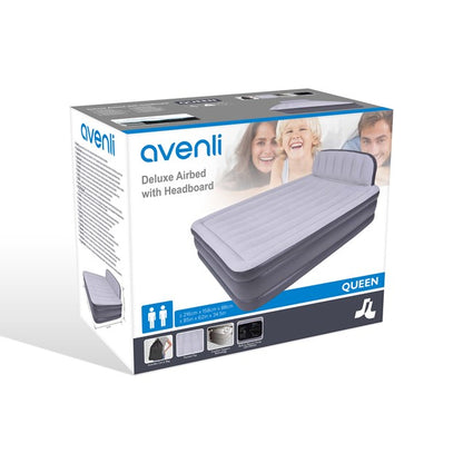 Benross Queen Sized Deluxe Inflatable Airbed with Headboard and Built in Electric Pump/Self Inflating