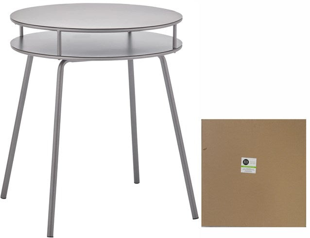 2 Tier Round Metal Side Table, Graphite