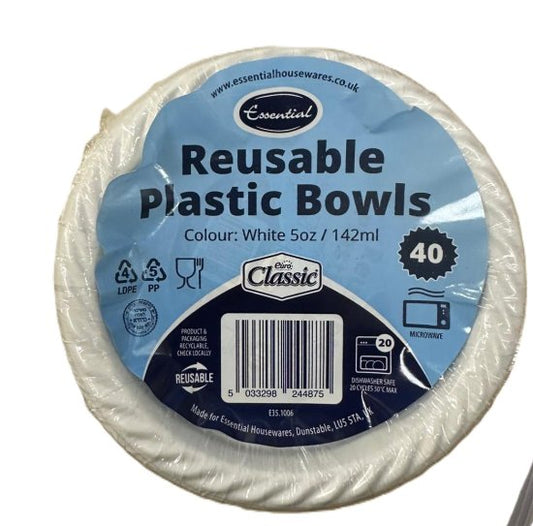 Reusable Plastic Bowls 142ml 40pk