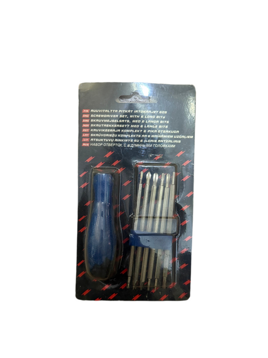 SCREWDRIVER SET WITH 6 LONG BITS