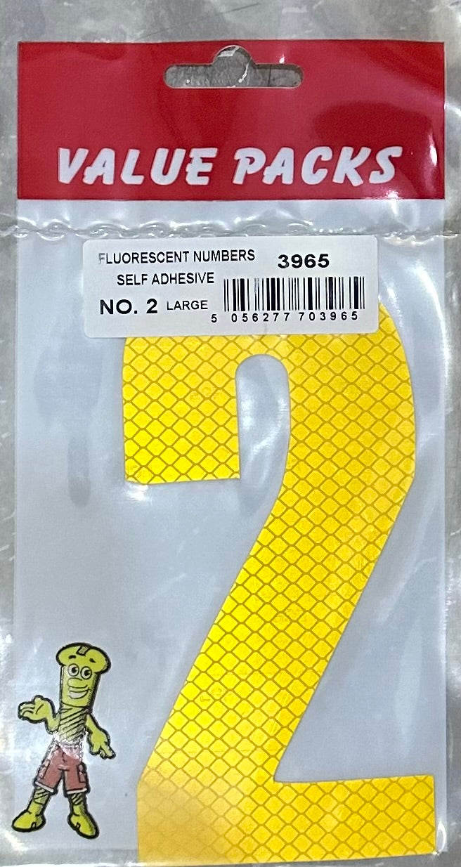 Numéro 2 grand fluorescent autocollant