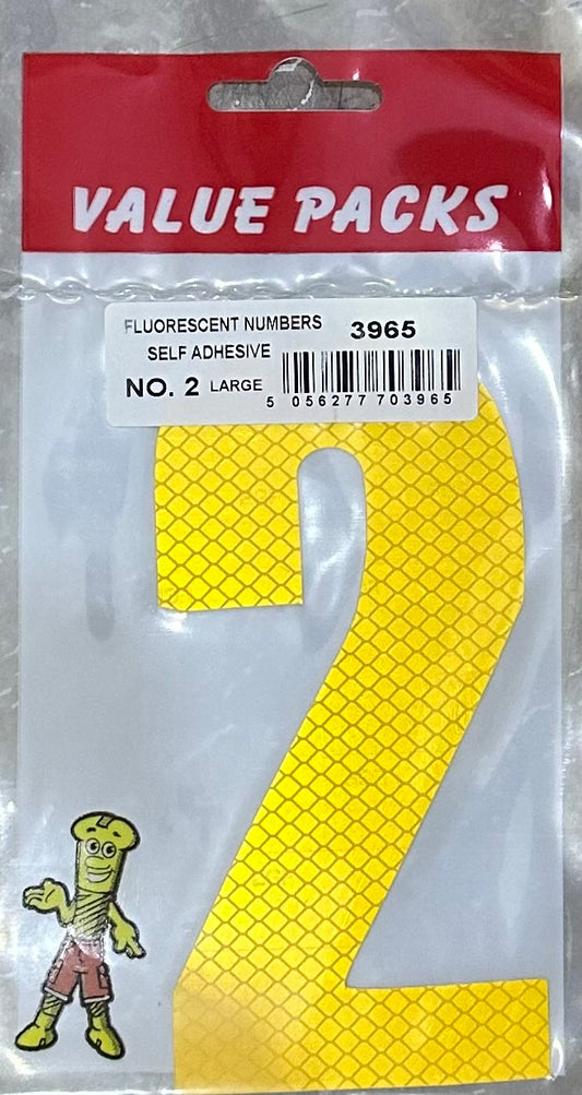 Numéro 2 grand fluorescent autocollant