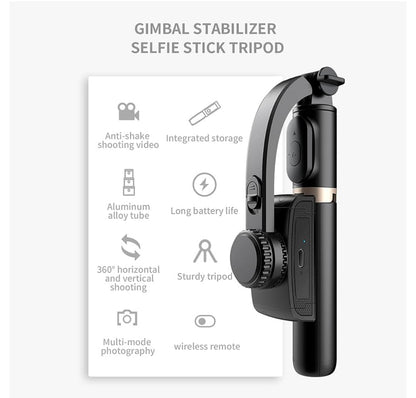 Stabilisateur de cardan pour téléphone, stabilisateur de téléphone portable avec télécommande sans fil, modes portrait et paysage, trépied, perche à selfie, capacités d'enregistrement fluides