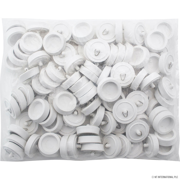 Set of 100 Small White Basin Plugs - Bulk Pack for Drain Sealing - High-Quality Bathroom Accessories