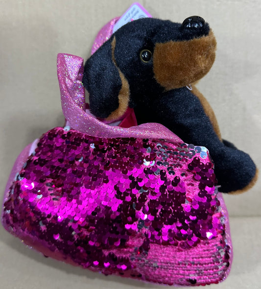 SEQUIN COLLECTION PLUSH Puppy with Purse