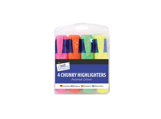Just Stationery 4 Chunky Highlighters