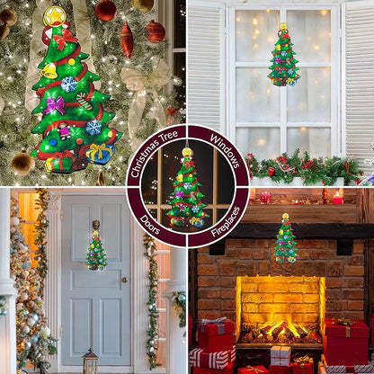 The Christmas Workshop LED Christmas Tree Window Light / Metallic Silhouette Light / Indoor Christmas Decoration / Battery Operated / 45cm x 24cm