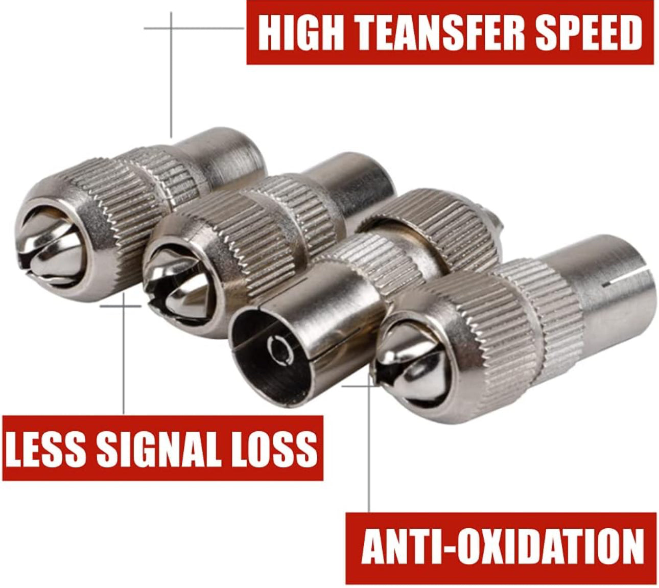 Lot de 4 connecteurs d'antenne TV, connecteurs de câble coaxial TV en métal mâle vers femelle, connecteur coaxial RF de câble d'antenne, 6 connecteurs d'antenne TV coaxiaux femelles et 6 mâles
