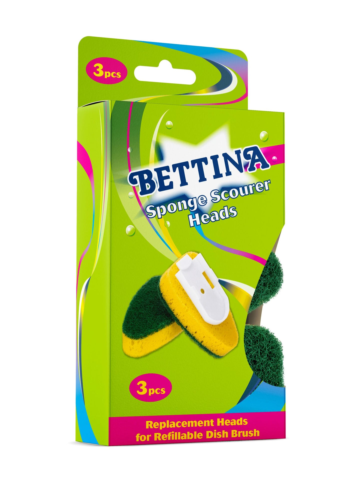 Bettina 3pc Green Refill Sponge Scourer Heads NOT Suitable For Delicate Surfaces