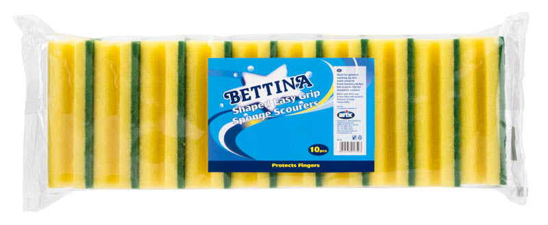 Bettina 10pc Easy Grip Sponge Scourer