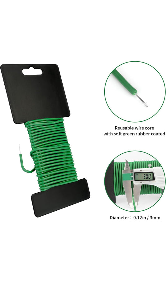 Attache souple Green Garden, fil de torsion flexible de 3 mm pour plantes, en fil enduit de plastique