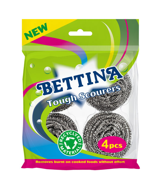 Bettina 4pc Tough Spiral Stainless Steel Scourers