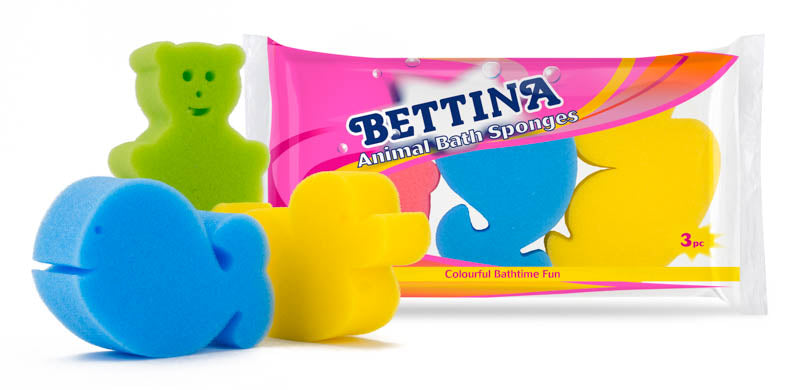 Bettina 3 Pc Fun Animal Bath Sponges