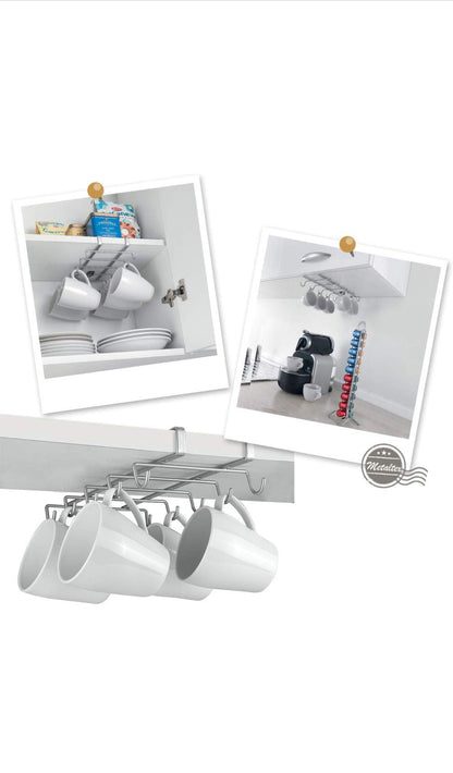Porte-gobelet Metalex Shelf, revêtement polythermique, argent, SpiderMug