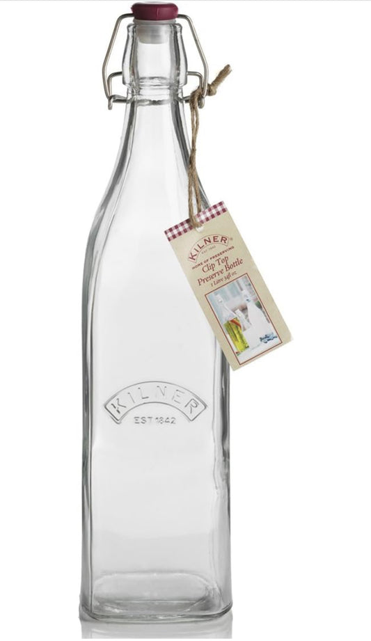 Bouteille Kilner carrée en verre avec fermeture à étrier, 1 litre