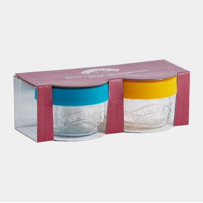 Kilner Lot de 2 pots à collation et conservation en verre 125 ml avec couvercles en silicone à poussoir
