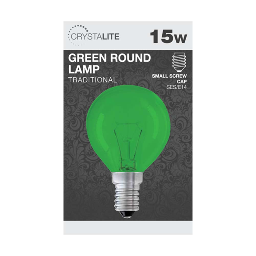 15w - Crystalite - Round - SES - Green - 1 pk