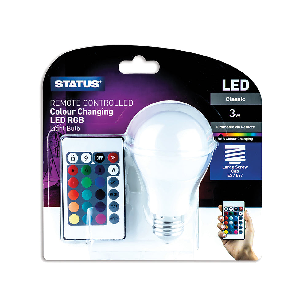 3w Status LED Colour Changing GLS ES 16 Colour Modes / 4 Transition Modes