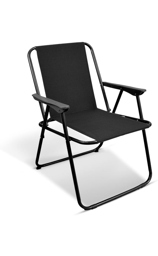 Chaise de plage pliante pour adultes, chaise pliante de jardin avec accoudoirs, siège en tissu confortable, portable et durable pour pique-nique, camping, jardin, patio, plage de printemps, pêche, extérieur (Noir)