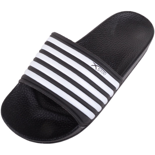 MENS STRIPED SLIDER (BLACK/WHITE) 40/7