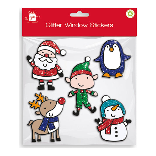 Lot de 5 autocollants de fenêtre à personnages en gel pailleté