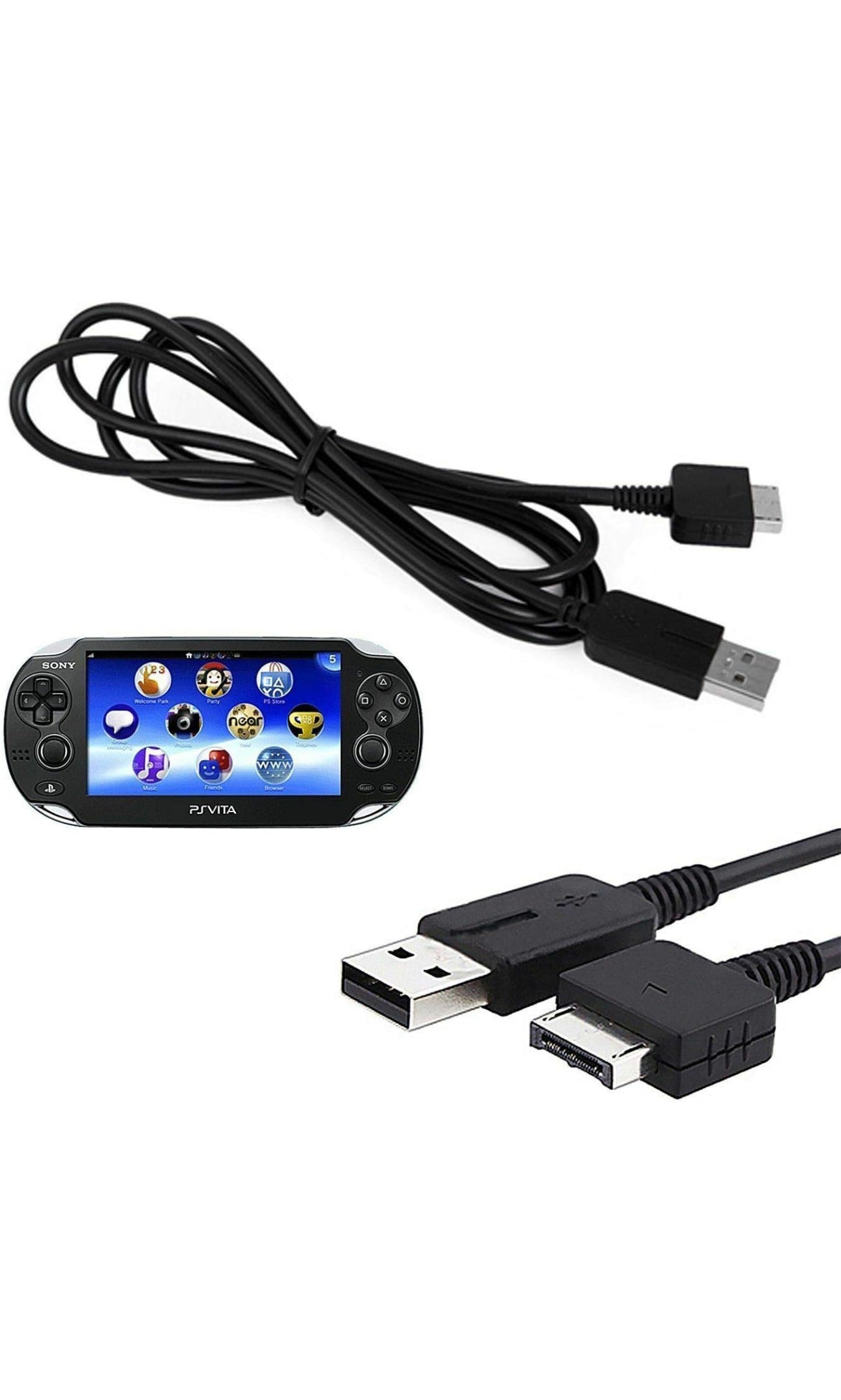 2 in 1 USB Charger/Data Transfer/Sync Power Cable Compatible with Playstation Vita Original (PS Vita/PSV)