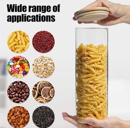 Bocaux de conservation en verre avec couvercles en verre borosilicate transparent, récipient hermétique avec couvercle d'étanchéité pour le thé, les grains de café, la farine, les bonbons, les biscuits, les épices, les céréales 1600ml