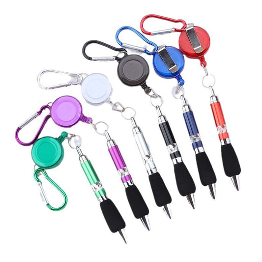 String Retractable Belt Clip Pens - With Foam Grip for Comfortable Writing