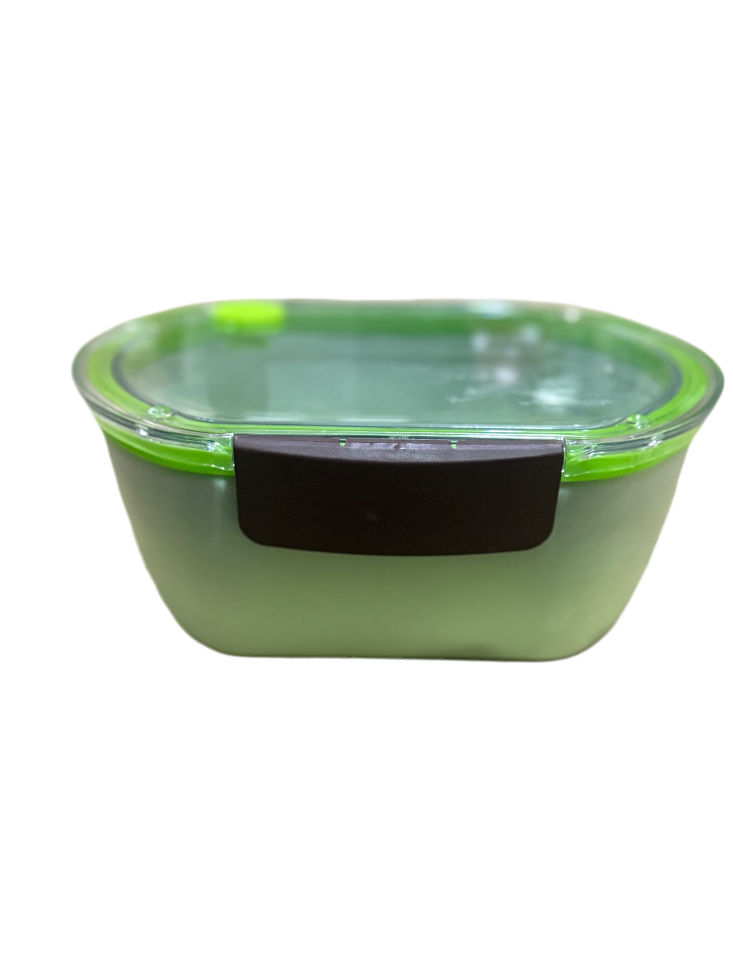PLASTIC LUNCH BOX OVAL CONTAINER CLIP LID WITH CUTLERY GREEN, PINK, YELLOW
