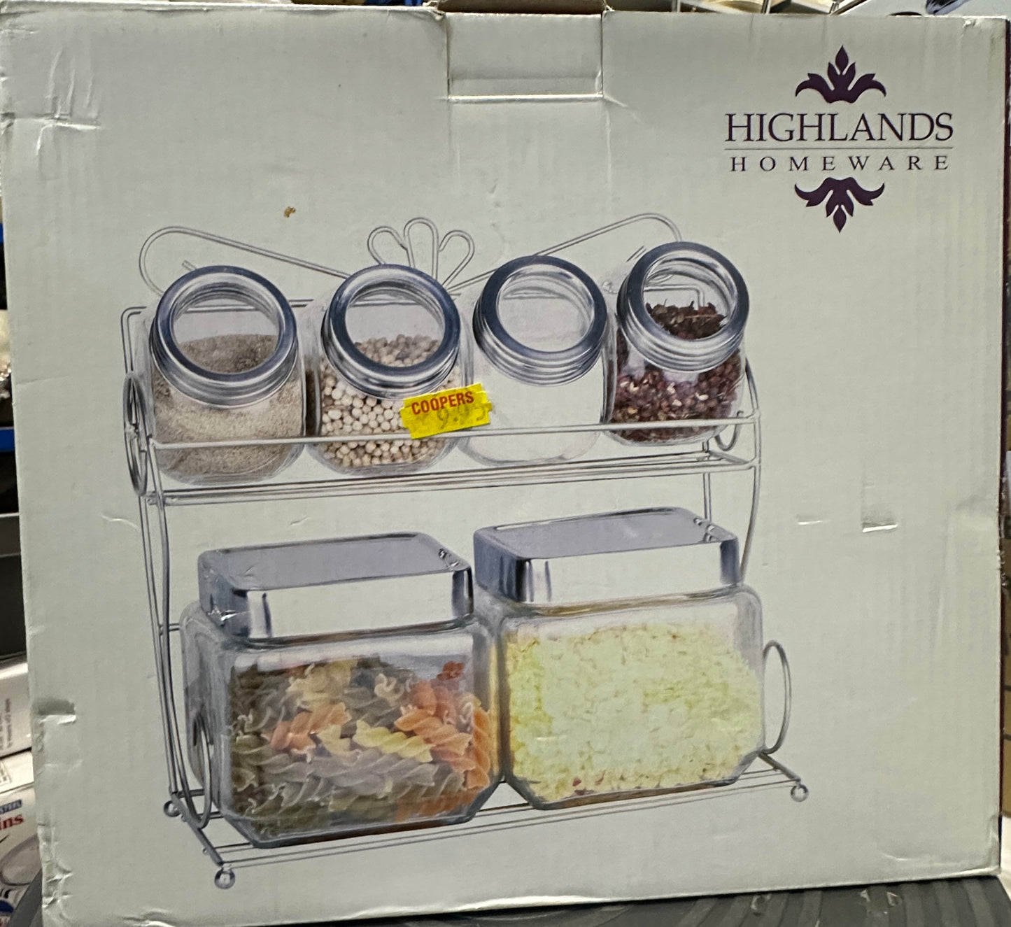 7 Pcs Glass Condiment Set With Rack