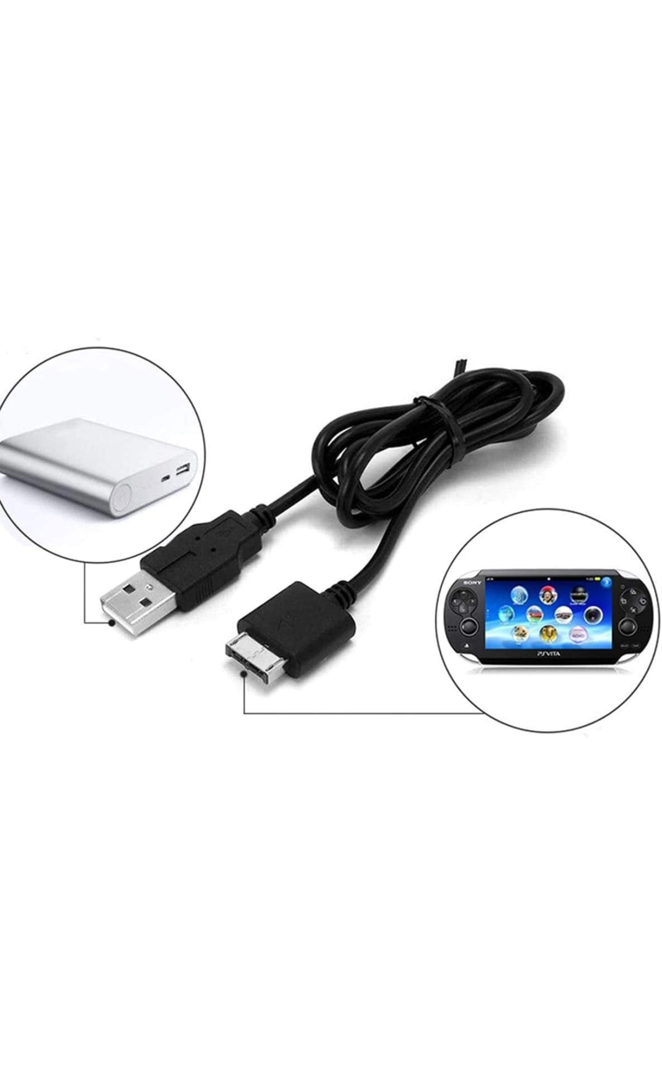 2 in 1 USB Charger/Data Transfer/Sync Power Cable Compatible with Playstation Vita Original (PS Vita/PSV)