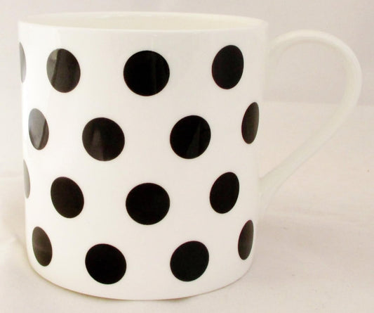 Black Dots & Spots Mug Fine Bone China Large Black Dots Balmoral Mug Hand Decorated in The UK