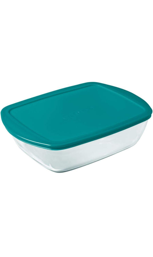 Pyrex Récipient alimentaire carré avec couvercle, 20 x 17 x 5,5 cm 1L