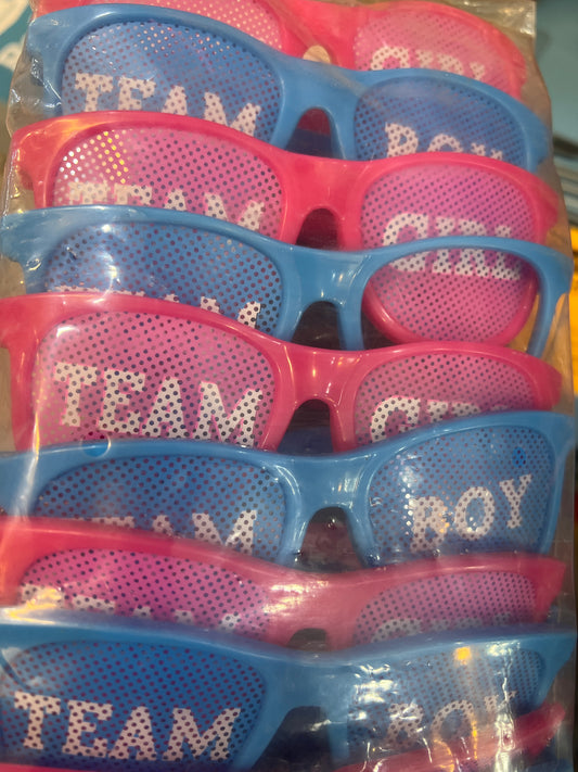 Amscan 250555 Team Girl or Boy Eyeglasses-10pcs, Plastic, Blue/Pink