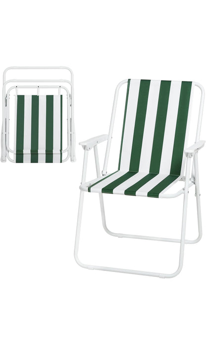 Chaise de camping, chaise pliante légère pour l'extérieur, chaise de pêche avec accoudoirs, chaise pour le camping, le pique-nique, la plage, le jardin, la terrasse, blanc + vert