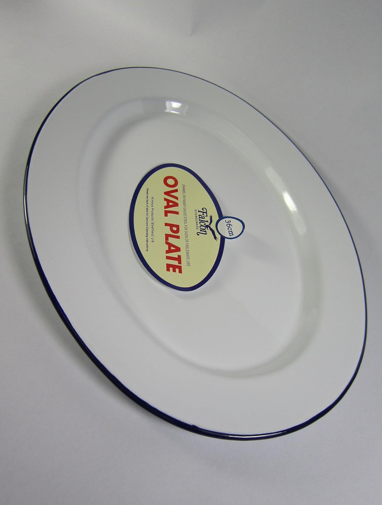 ASSIETTE OVALE ÉMAILLÉE BLANCHE 36CM